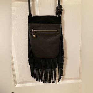 Black fringe crossbody purse